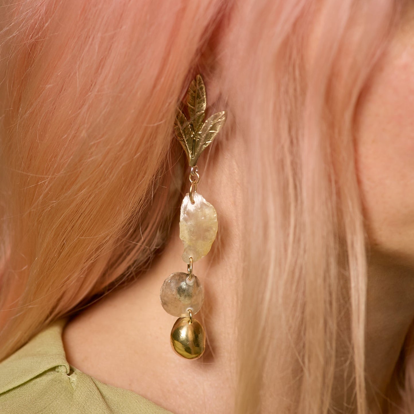 Shell Leaf Snail Earrings