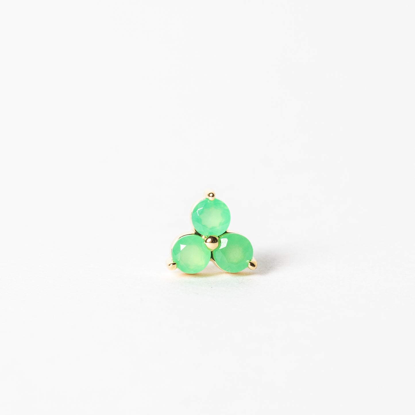 Chrysoprase Three Stone Stud