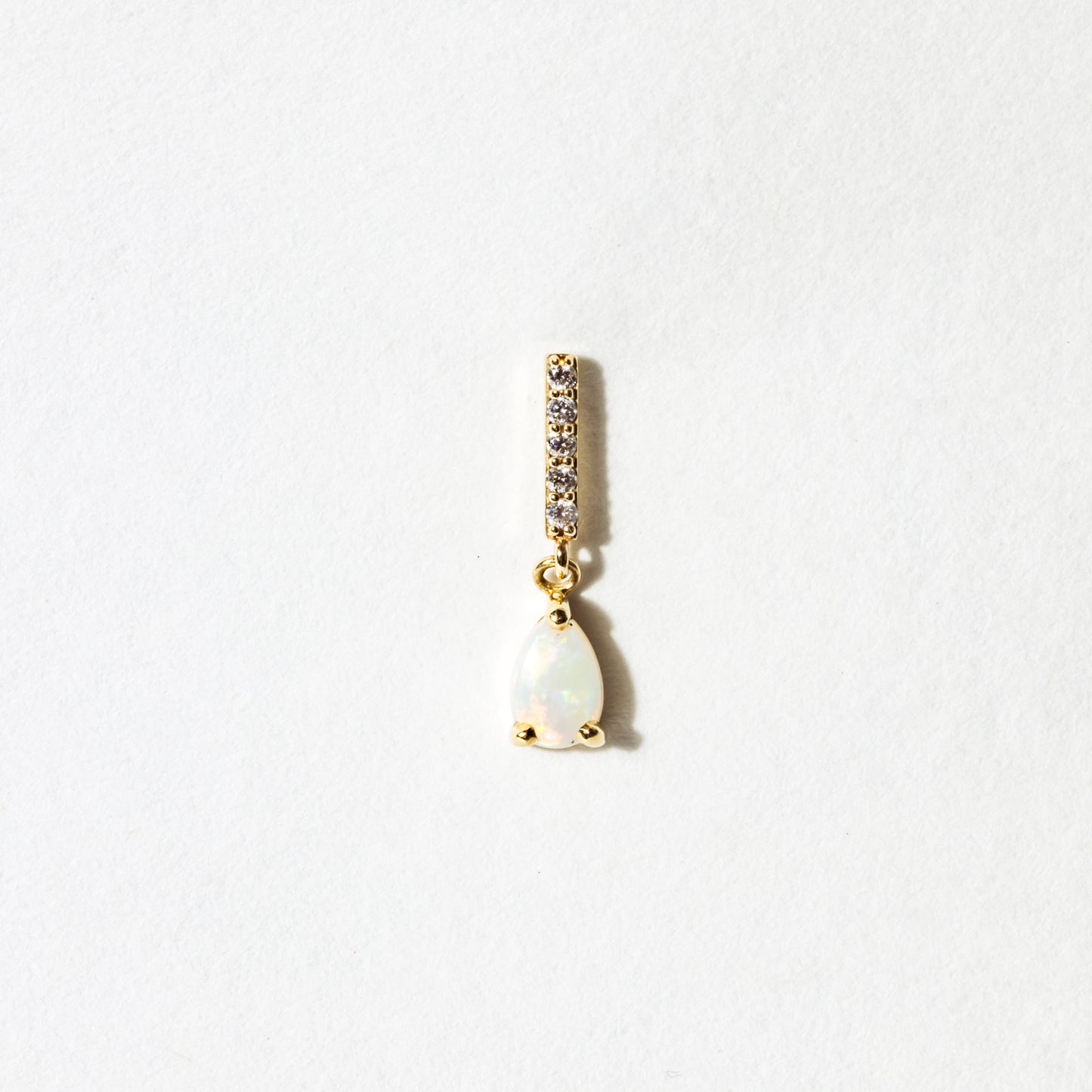 Diamond Bar with Opal Drop Stud