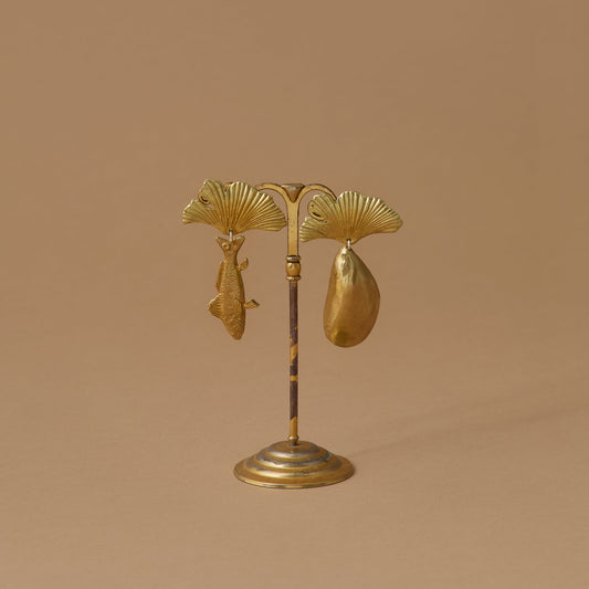Ginkgo Fan Shell Mussel Earrings