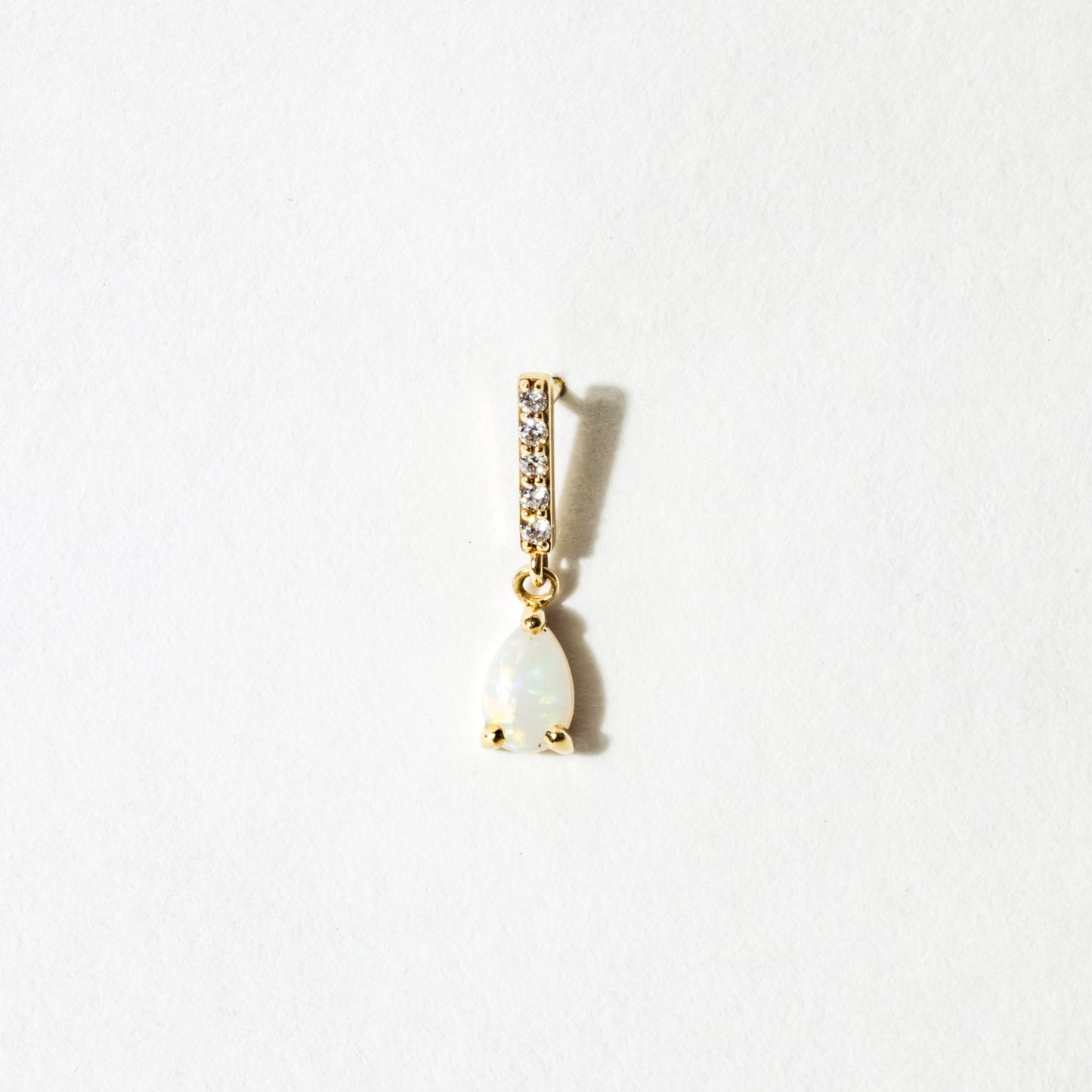 Diamond Bar with Opal Drop Stud