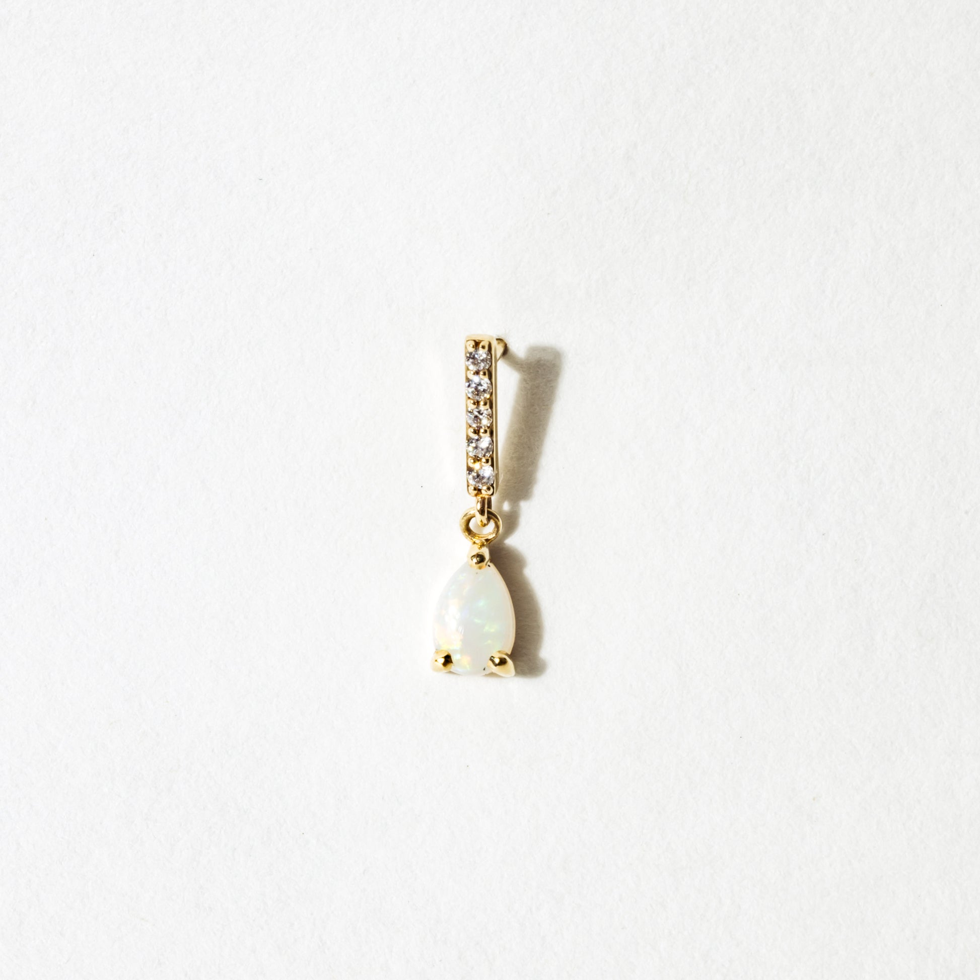 Diamond Bar with Opal Drop Stud