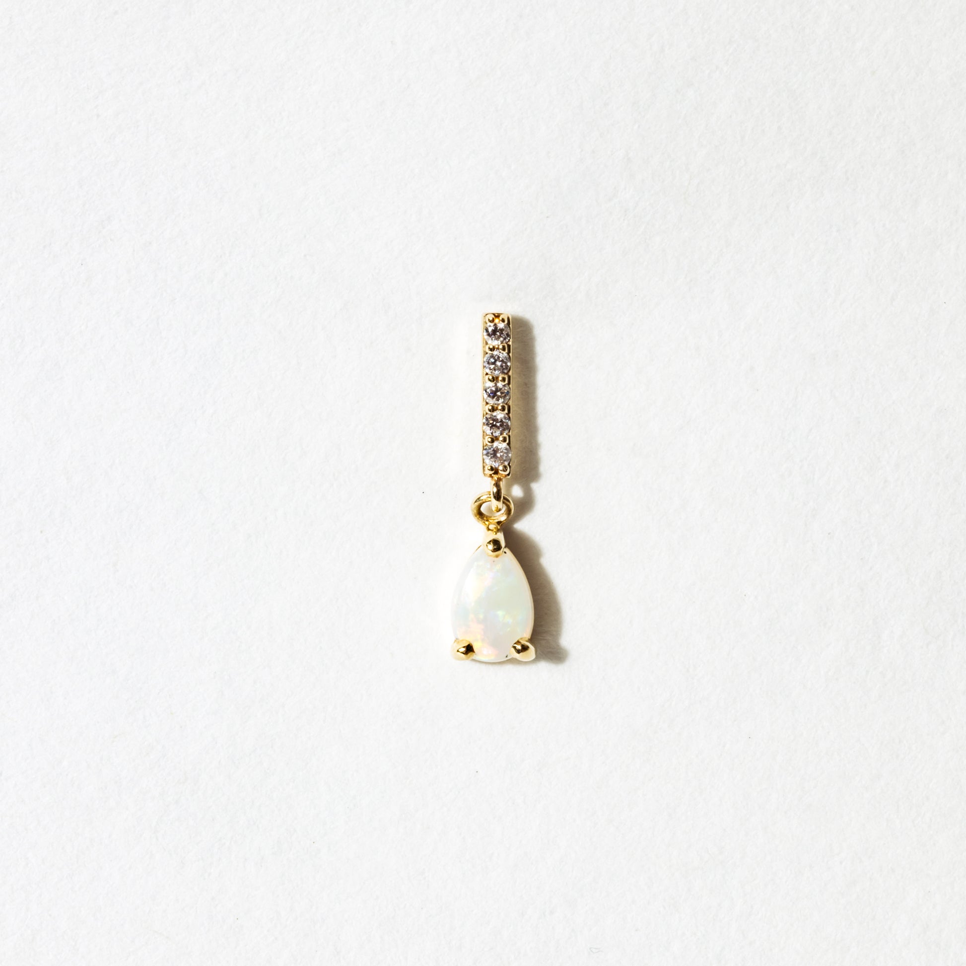 Diamond Bar with Opal Drop Stud