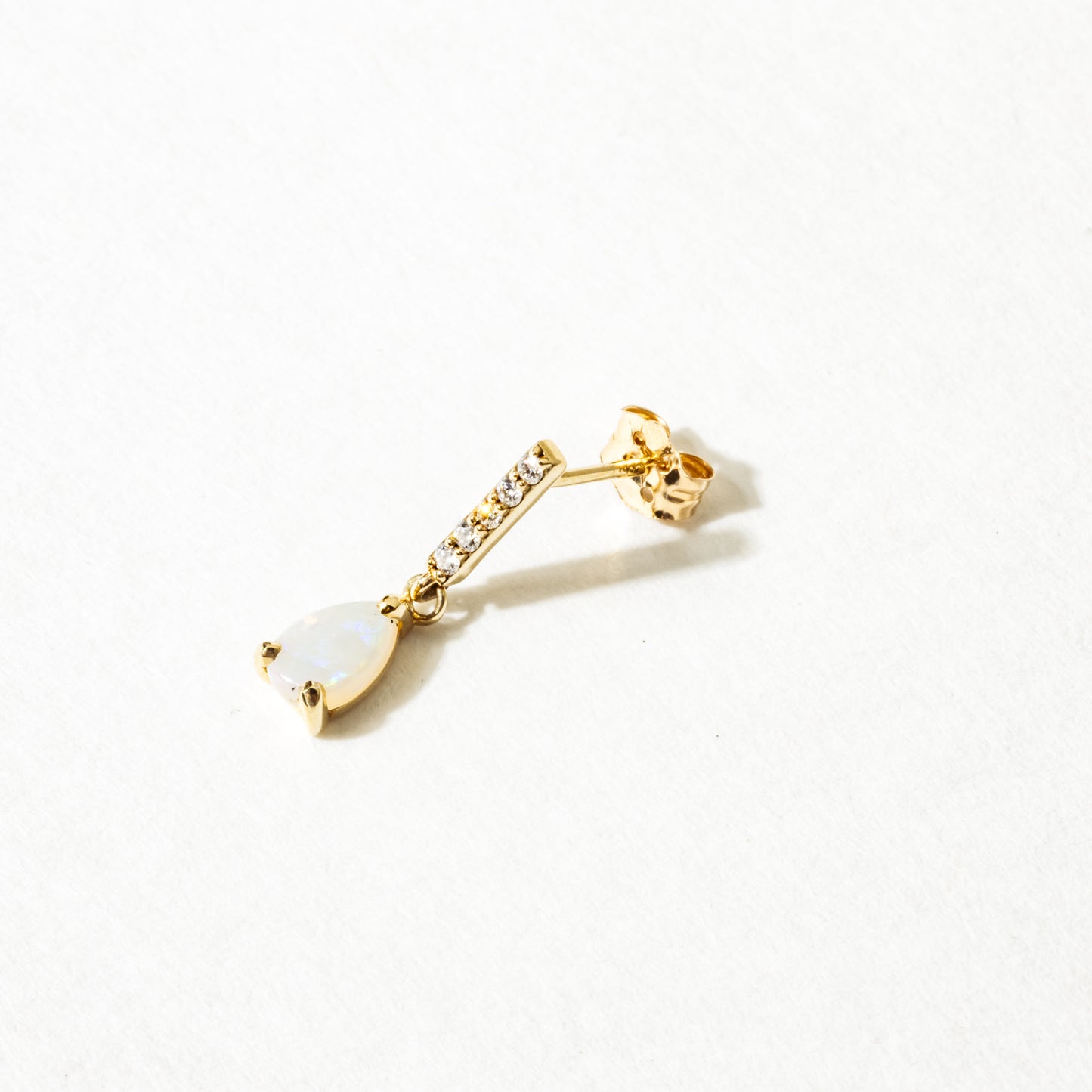 Diamond Bar with Opal Drop Stud