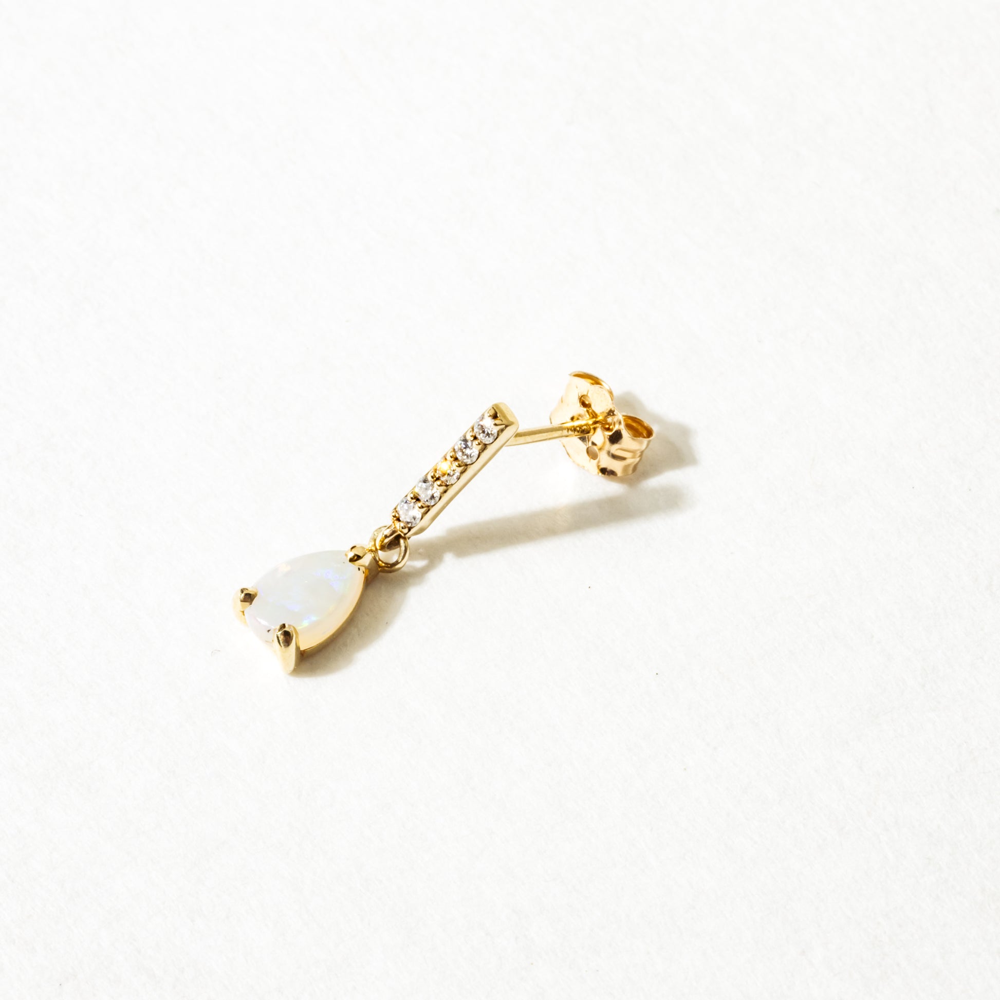Diamond Bar with Opal Drop Stud