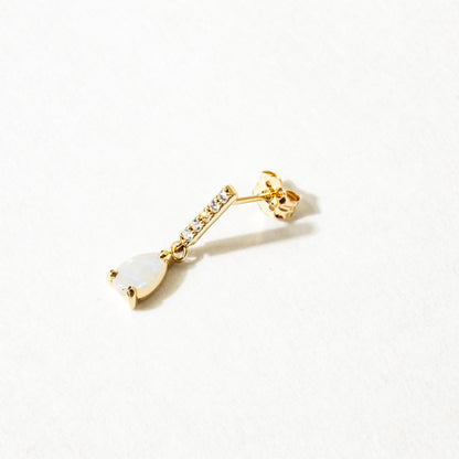 Diamond Bar with Opal Drop Stud