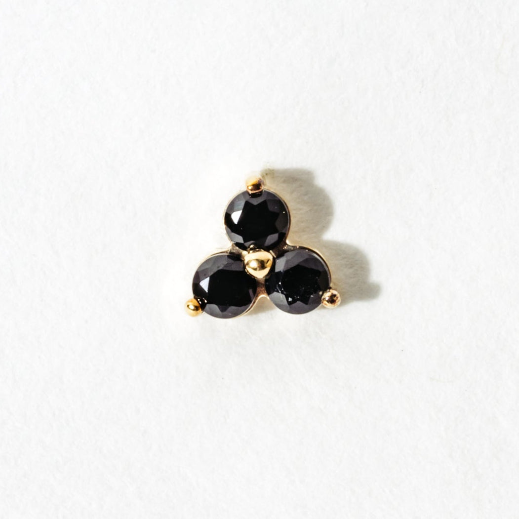 Black Spinel Three Stone Stud