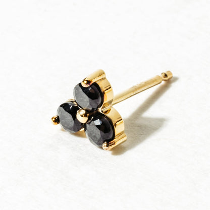 Black Spinel Three Stone Stud